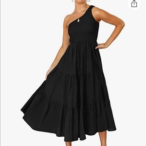 Black One shoulder midi dress